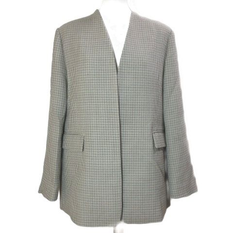 プラージュ Plage リアム R'IAM 美品 22AW ノーカラー コートジャケット オーバーサイズ 千鳥格子 ウール 背抜き ボタンレス 38 M相当 ブラウン系 22010922602030 /X