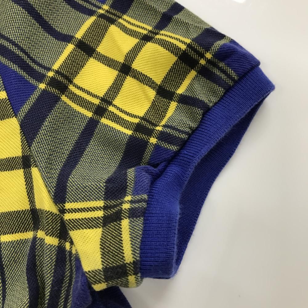 パーリーゲイツ 半袖ポロシャツ ネイビー×イエロー チェック