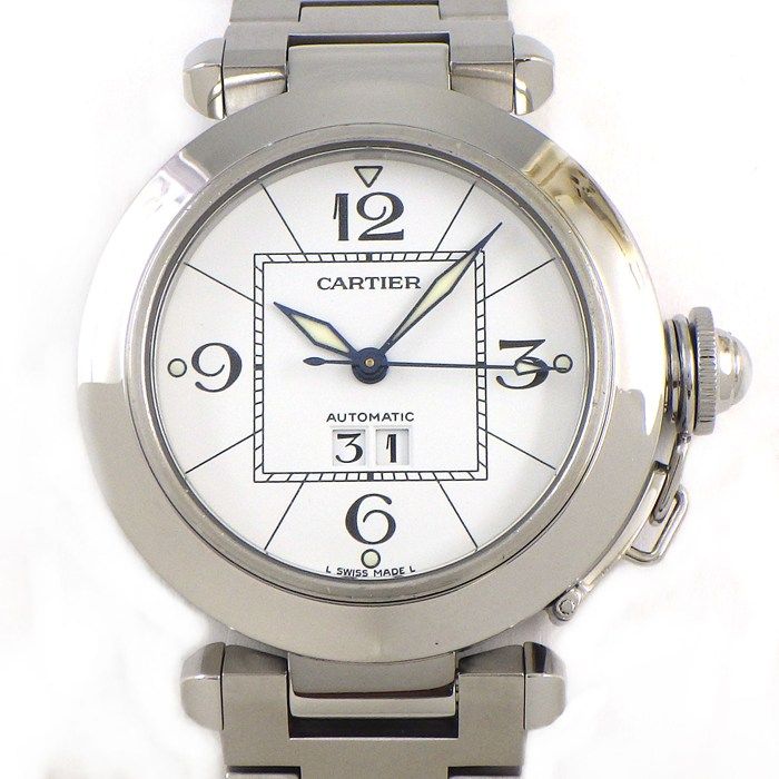 カルティエ Cartier 腕時計 パシャC W31055M7 デイト 夜光針 夜光インデックス ホワイト文字盤  SS 自動巻き 【中古】 カルティエ Cartier 腕時計 パシャC W31055M7 デイト 夜光針 夜光