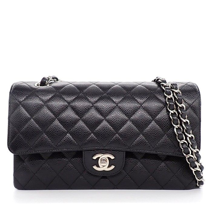シャネル CHANEL ショルダーバッグ マトラッセ25 11.12 クラシック ハンドバッグ A01112 2014年 ブラック キャビアスキン 【中古】