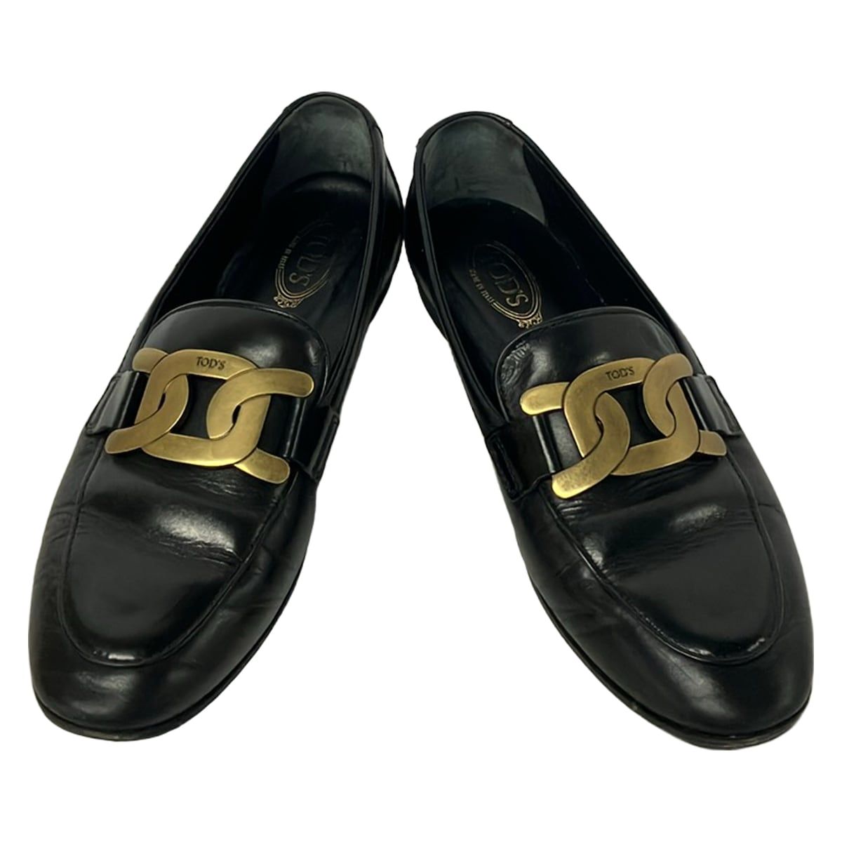トッズ　TOD'S ケイトローファー 36 チェーン金具ブラックレザー TOD'S(トッズ) ローファー 34 1/2 レディース ケイト 黒 アウトソール
