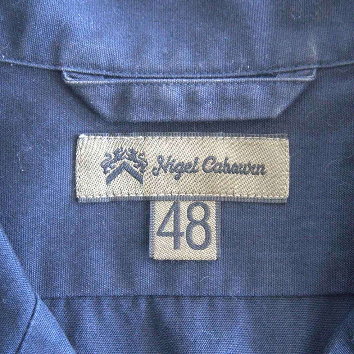 美品】NIGEL CABOURN 【OPEN COLLAR SHIRT COTTON TWILL】48 ネイビー