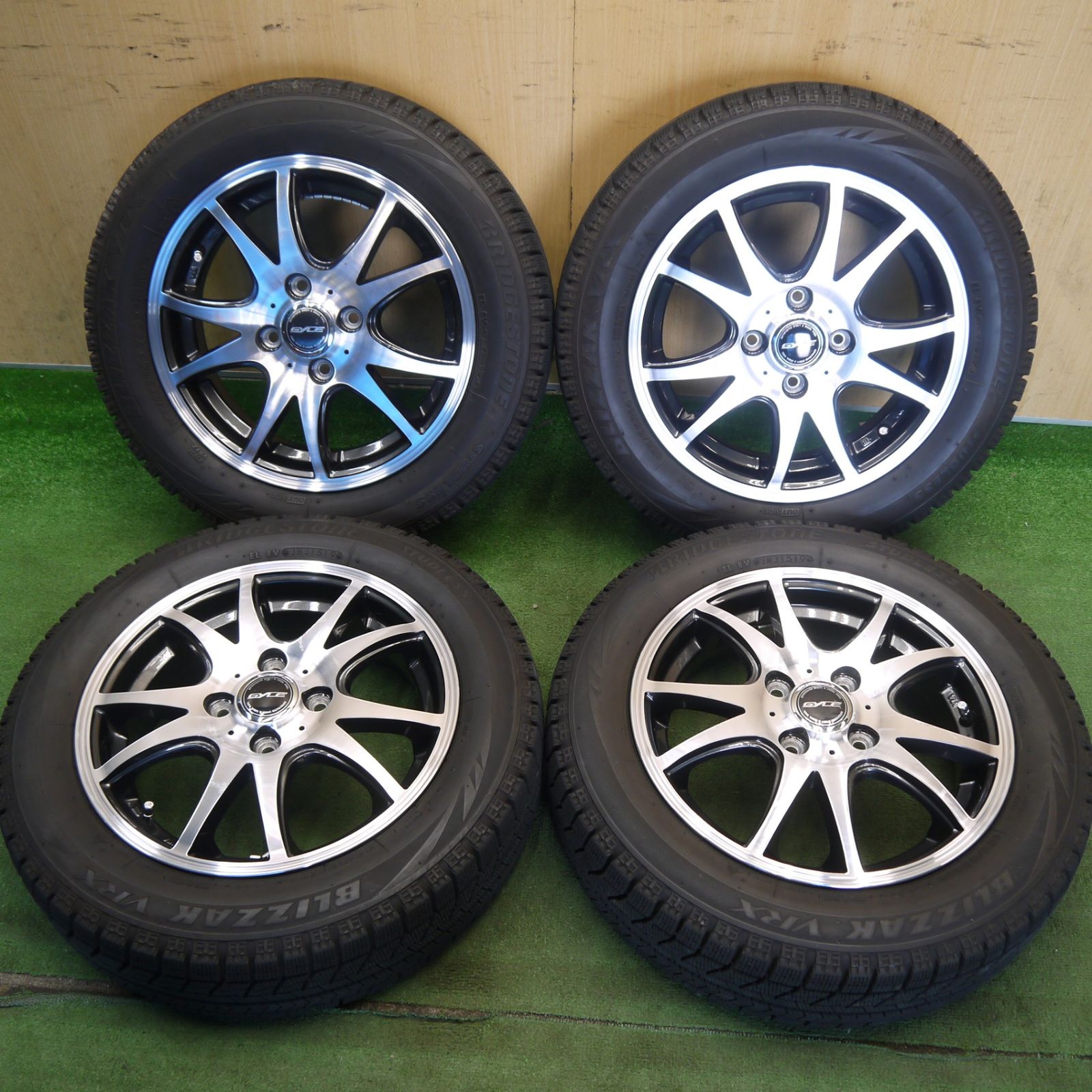 バリ溝！キレイ！9分◎スタッドレス 155/65R14 ブリヂストン ブリザック VRX GYLE ガイル 14インチ PCD100/4H◎6062304Hス