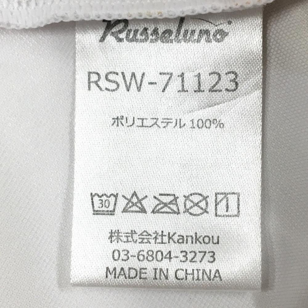 美品】ラッセルノ ノースリーブポロシャツ 白×ペールオレンジ 手先総柄
