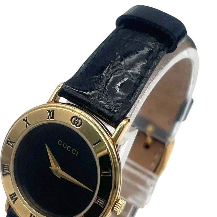 稼働品 GUCCI グッチ 腕時計 黒文字盤 クォーツ 2針 3000.2.L 美品 新品電池 稼働品 GUCCI グッチ 3000.2.L レディース腕時計