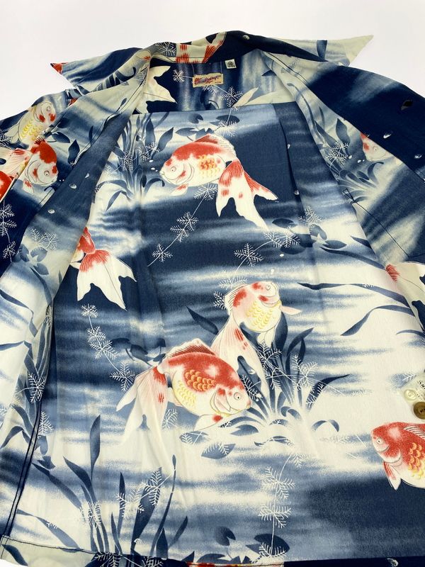 中古品】 SUN SURF サンサーフ GOLDFISH SHIRT SS32164 金魚 アロハ
