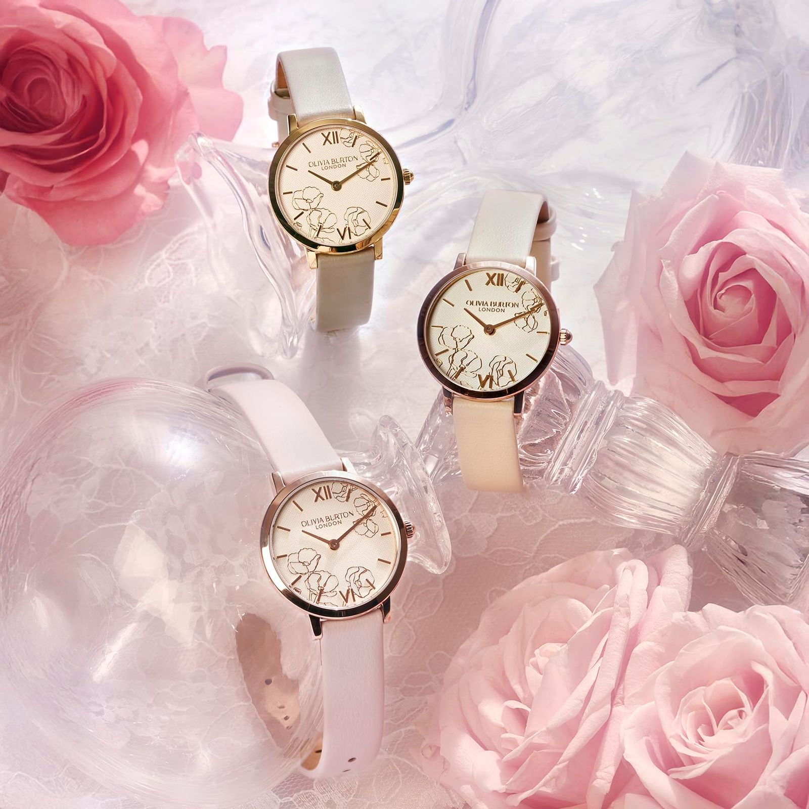 正規代理店 [OLIVIA BURTON] オリビアバートン 時計 レディース [SIGNATURE] アブストラクト フローラル トープ レザー 28mm 24000358 [トープ]