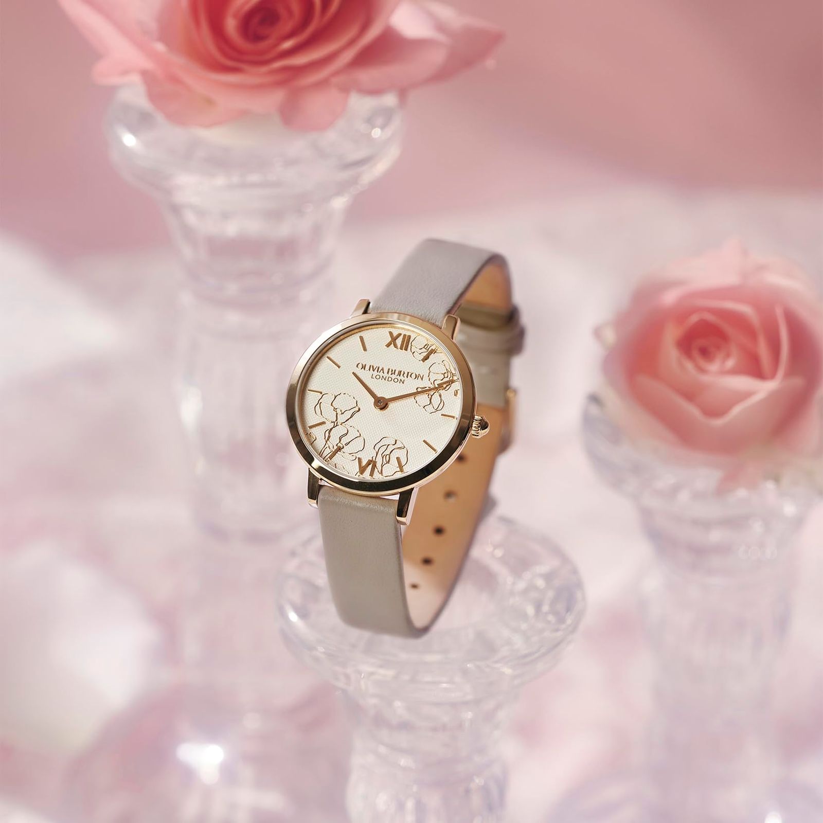 正規代理店 [OLIVIA BURTON] オリビアバートン 時計 レディース [SIGNATURE] アブストラクト フローラル トープ レザー 28mm 24000358 [トープ]