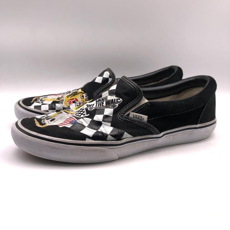 【中古】VANS スリッポン チェッカー 虎刺繍 髑髏USA限定 28cm ブラック 581984-0001 スニーカー ヴァンズ[17][240017782451] 中古】VANS スリッポン チェッカー 虎刺繍 髑髏USA限定 28cm ブラック