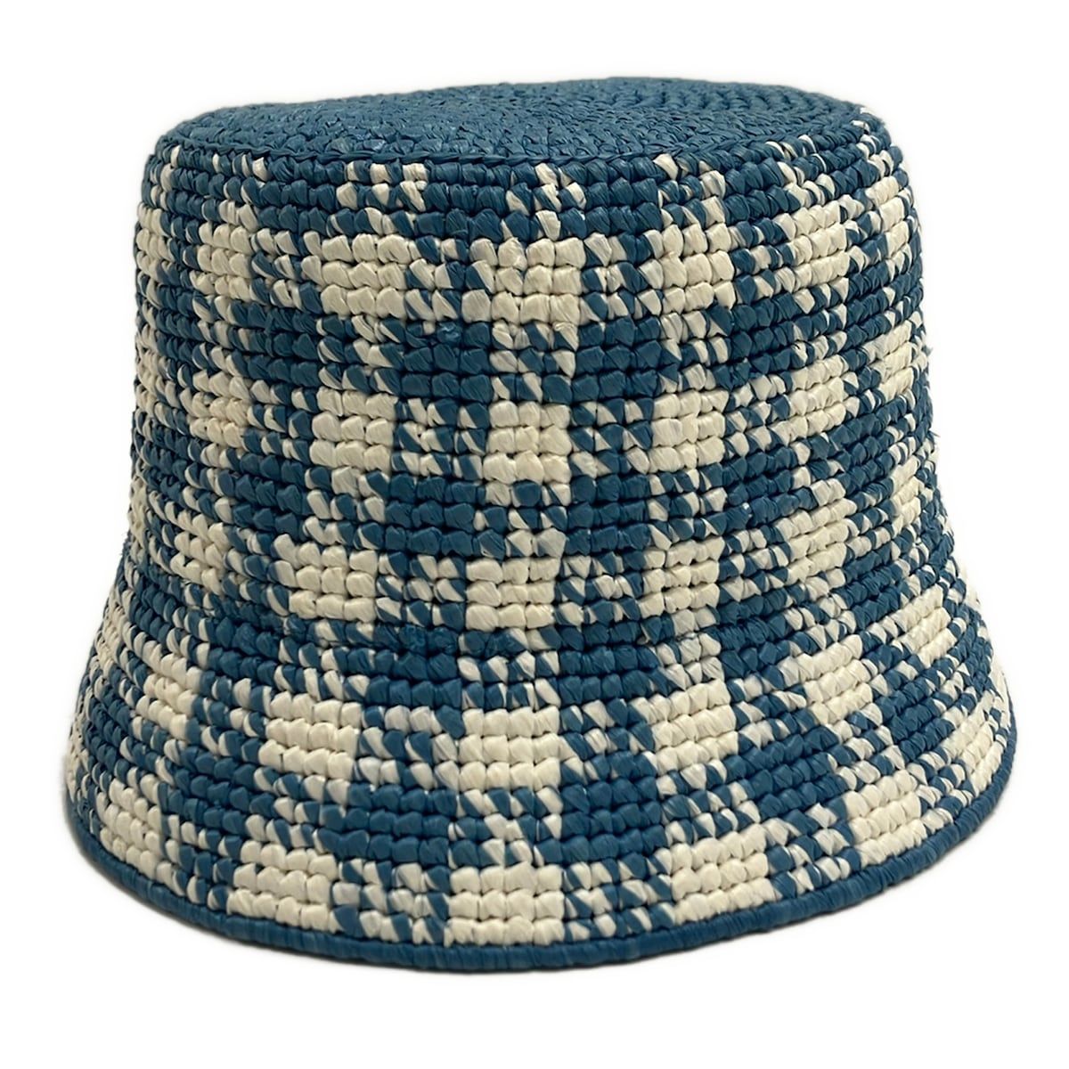 PRADA(プラダ) ハット M美品 バケットハット 1HC137 ライトブルー×白 トライアングルロゴ