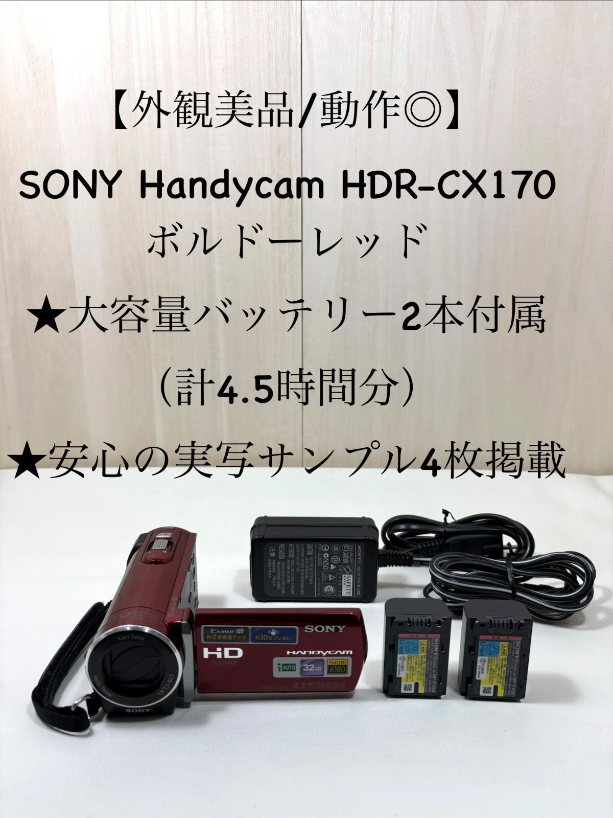 極上美品/動作◎】SONY Handycam HDR-CX170 ボルドーレッド ☆大容量