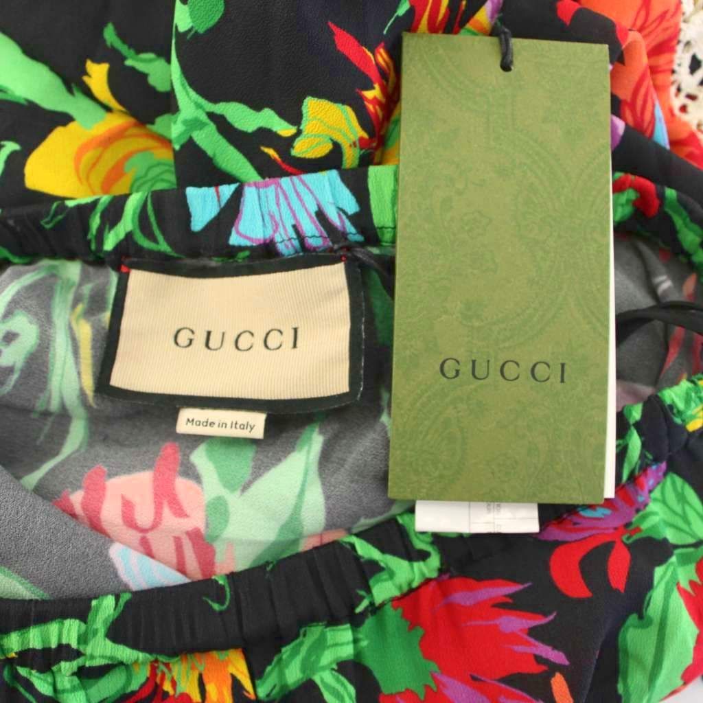 グッチ GUCCI 21SS ケン・スコット フレアロングスカート 花柄 38 黒 