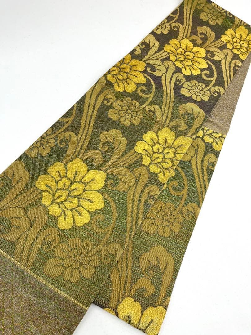 袋帯 綾羅錦繍 キラキラ 未仕立て品 正絹 六通 D785
