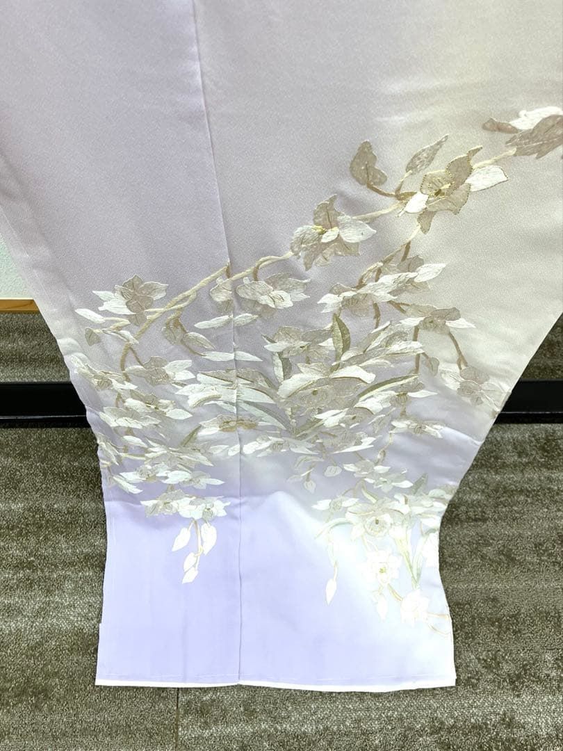 手刺繍 仮絵羽 訪問着 未仕立て品 金駒 蘭 正絹 八掛付 B066 - メルカリ