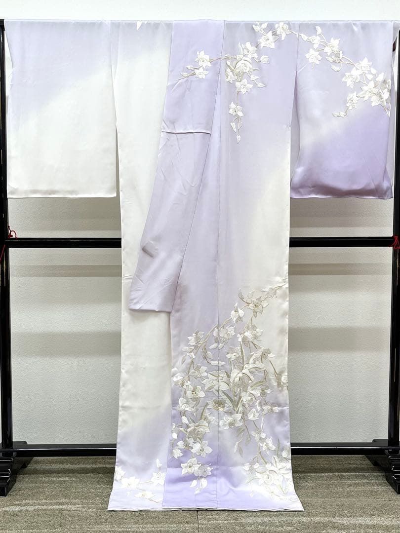 手刺繍 仮絵羽 訪問着 未仕立て品 金駒 蘭 正絹 八掛付 B066 - メルカリ