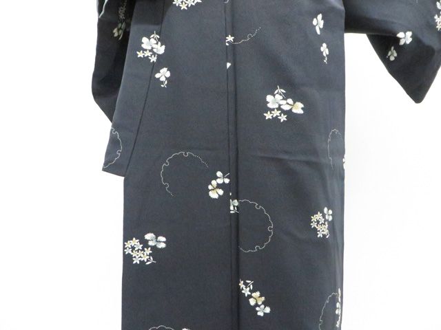 一輝堂】小紋 着物 正絹 身丈約171.5cm 裄丈約68.5cm 26z07-3688