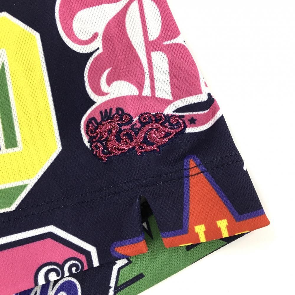 超美品】ダンスウィズドラゴン 半袖ハイネックシャツ ネイビー×マルチ