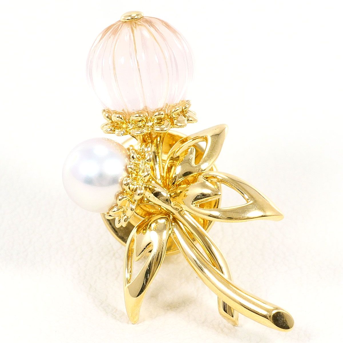ミキモト MIKIMOTO K18YG 合金 ブローチ パール（真珠） ローズ