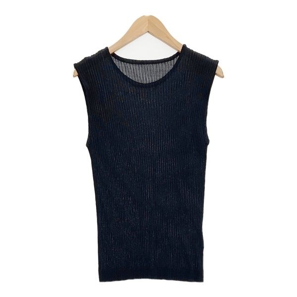 PLEATS PLEASE ISSEY MIYAKE プリーツプリーズ イッセイミヤケ ノースリーブ カットソー レディース 2 M ブラック トップス DL19733■