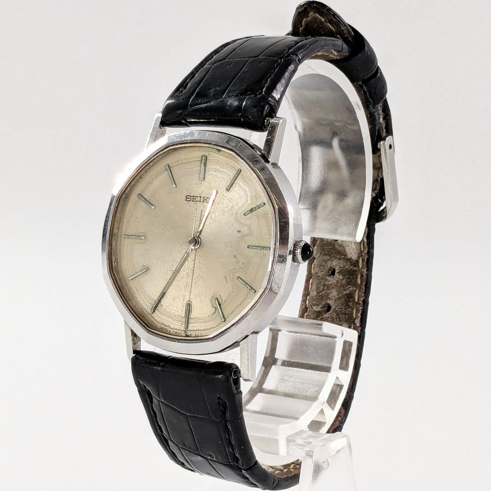 SEIKO セイコー アシエ オクタゴン 7830-5100 革/QZ アイボリー文字盤 