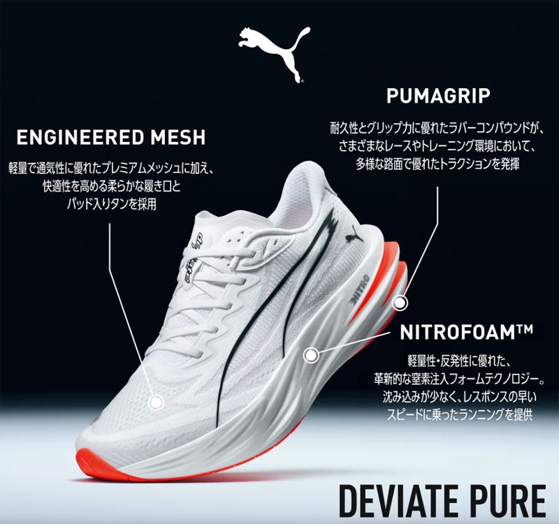サイズ25.0cm、プーマ PUMA ディヴィエイト ピュア ニトロ ランニングシューズ 陸上 26SP (313904-10)