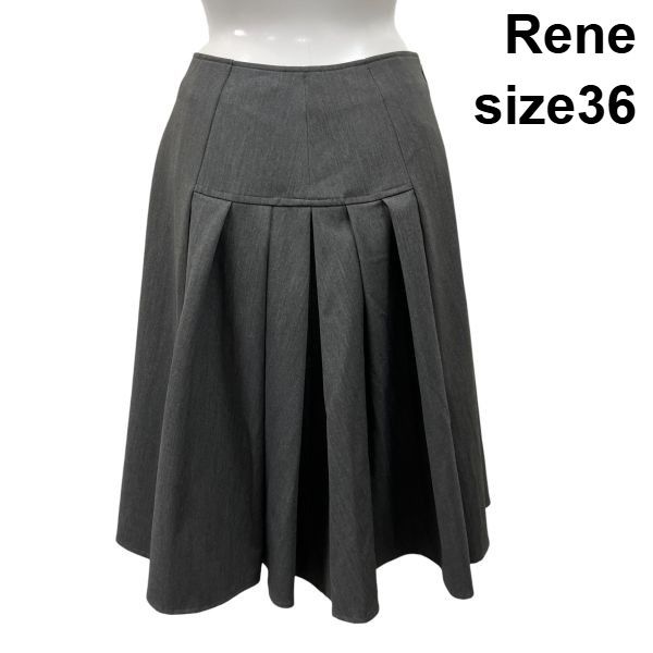■ ルネ Rene プリーツスカート ミニ丈 グレー 36 S 7号 レディース S6H513