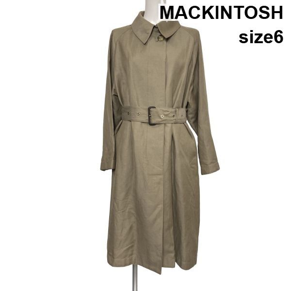 ◆ マッキントッシュ Mackintosh ステンカラーコート ロングコート 長袖 DORMEUIL ベージュ 麻 毛 6 S～M 7～9号 レディース S6H564