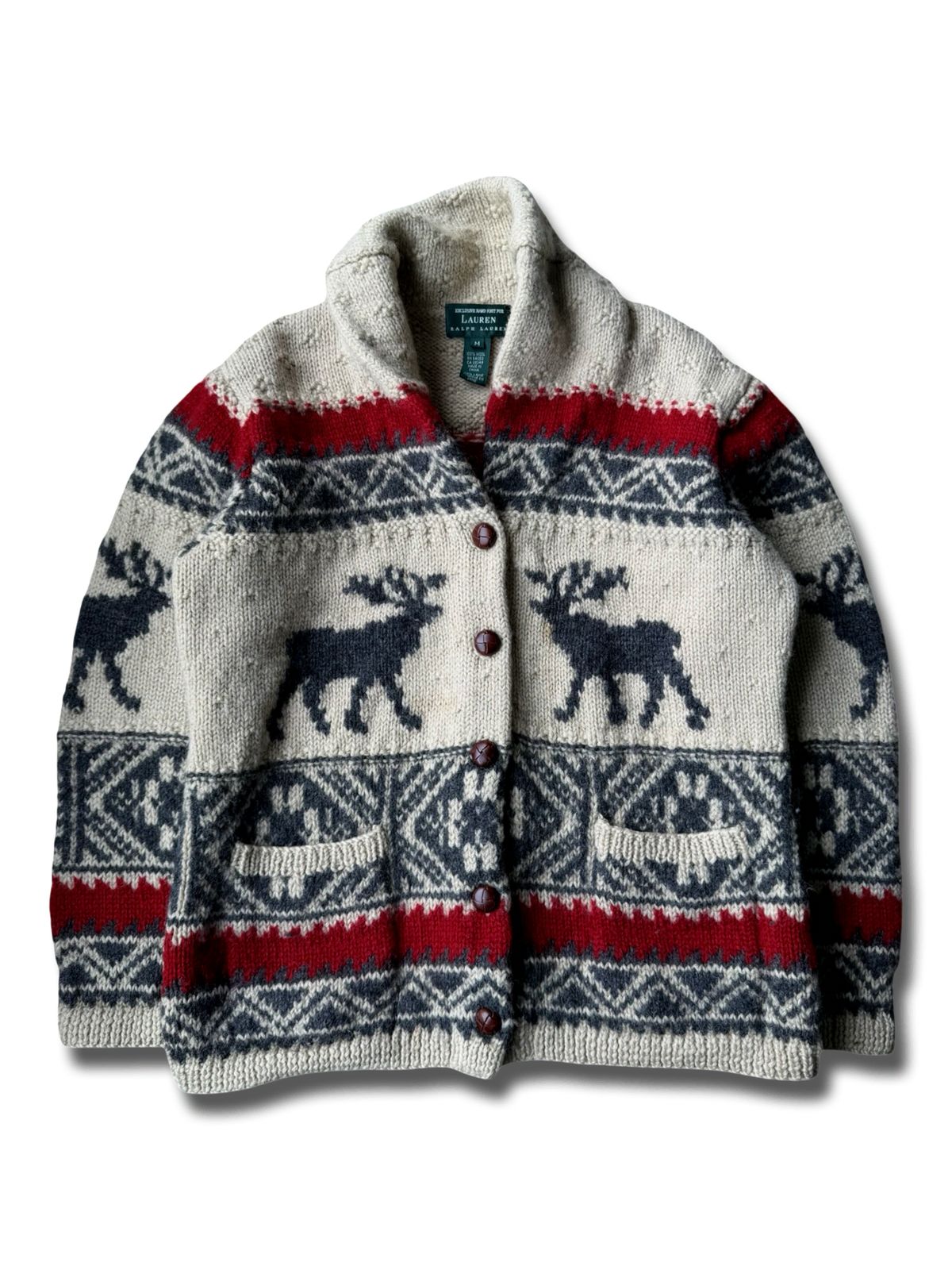 ラルフローレン ノルディック 鹿柄 ショールカラー カウチン ニット カーディガン 9,917円