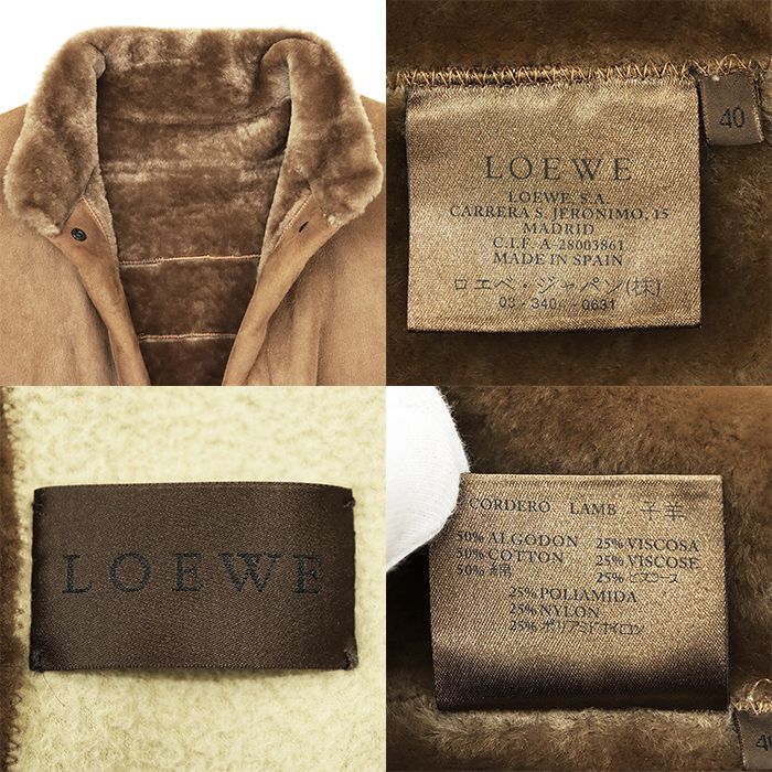 LOEWE ロエベ レザーコート ムートン サイズ 40 レディース スウェード