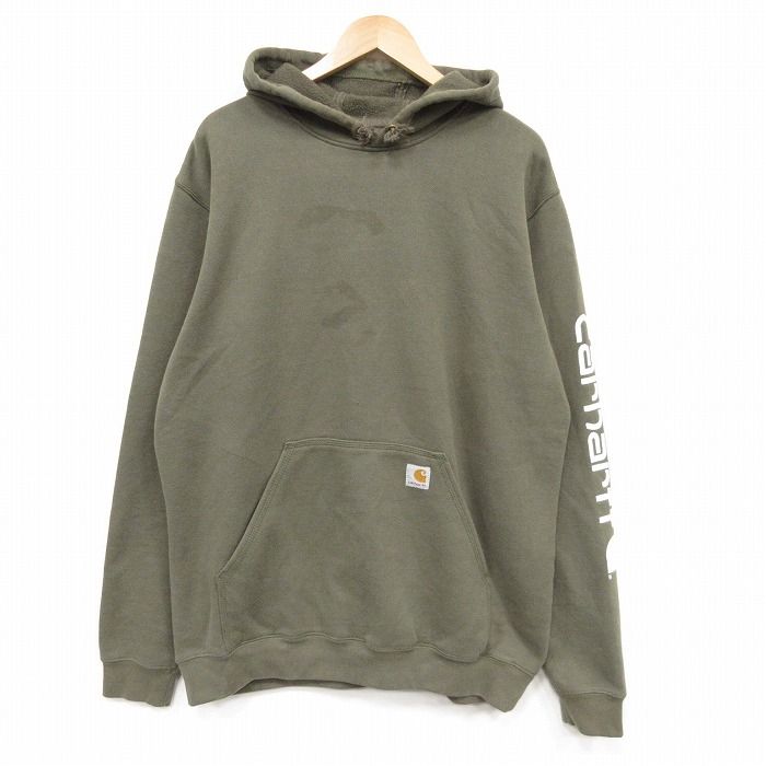 XL/古着 カーハート 長袖 スウェット パーカー メンズ 大きいサイズ カーキ 26jun29