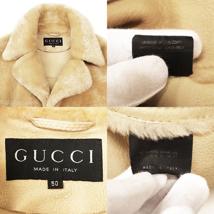 美品】GUCCI グッチ コート ムートン サイズ 50 メンズ リアルファー