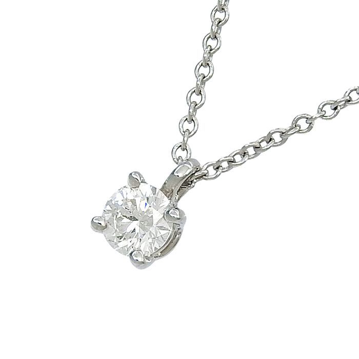 正規鑑定書 ティファニー ソリティアダイヤモンドネックレス PT950 0.24 TIFFANY & Co. ティファニー ソリティア ダイヤ ネックレス Pt950