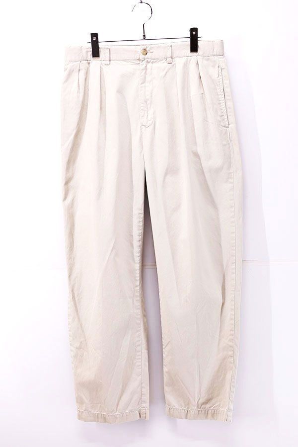 Used 90s POLO Ralph Lauren ANDREW PANTS Ivory 2Tuck Cotton Pants Size W33 L29 古着