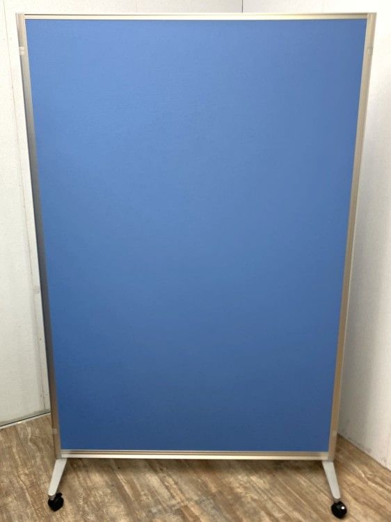 【中古品】ウチダ リンキーシリーズ キャスター付自立パーテーション ブルー