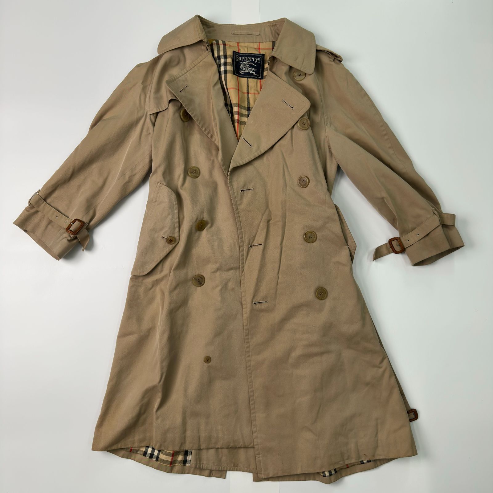 Burberrys トレンチコート　裏地チェック　ベージュ Burberry バーバリー トレンチコート裏地チェック カーキベージュ