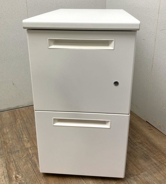 【中古品】オフィスコム 2段脇机 ホワイト