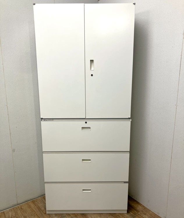 【中古品】イトーキ シンラインシリーズ 3段ラテラル・両開き上下書庫 ホワイト