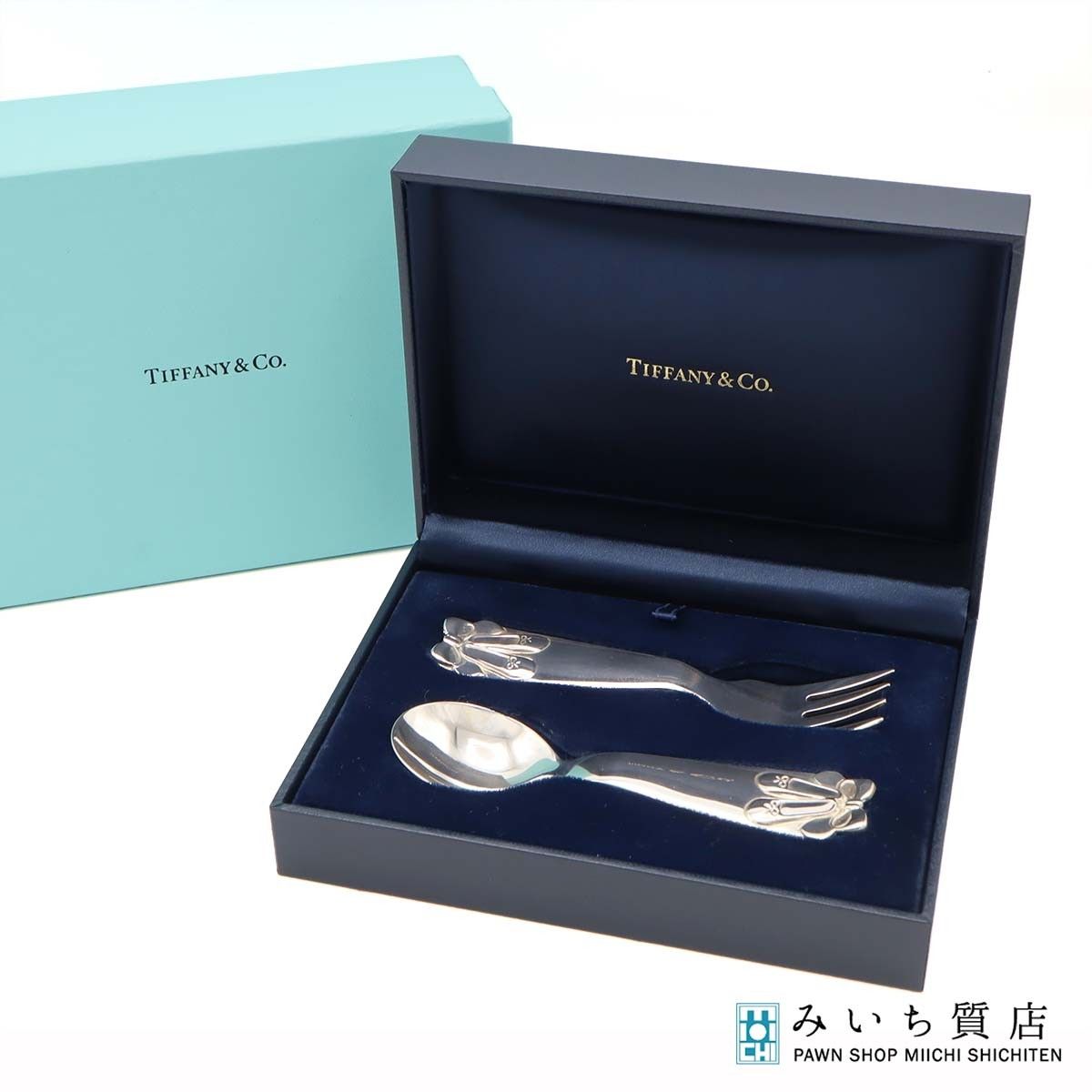 TIFFANY&Co. ティファニー ベビースプーン＆フォーク セット バレエシューズ SV925 カトラリー 食器 箱ケース K182