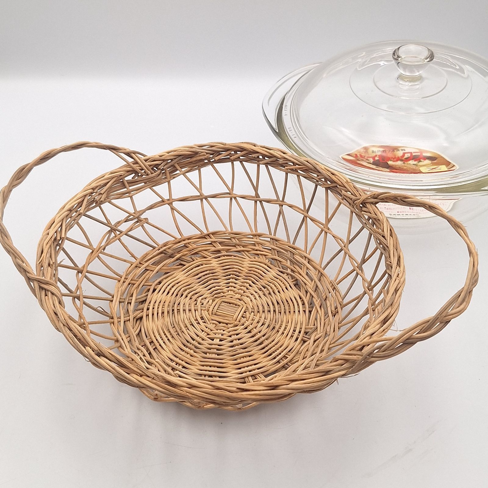 PYREX パイレックス キャセロール 耐熱ガラス 蓋付き 籠付き 1.5L 24cm