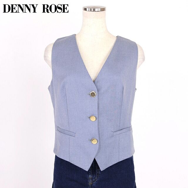デニーローズ DENNY ROSE レディース ベスト ジレ ブルー系 イタリア製（サイズ/42）uw0071