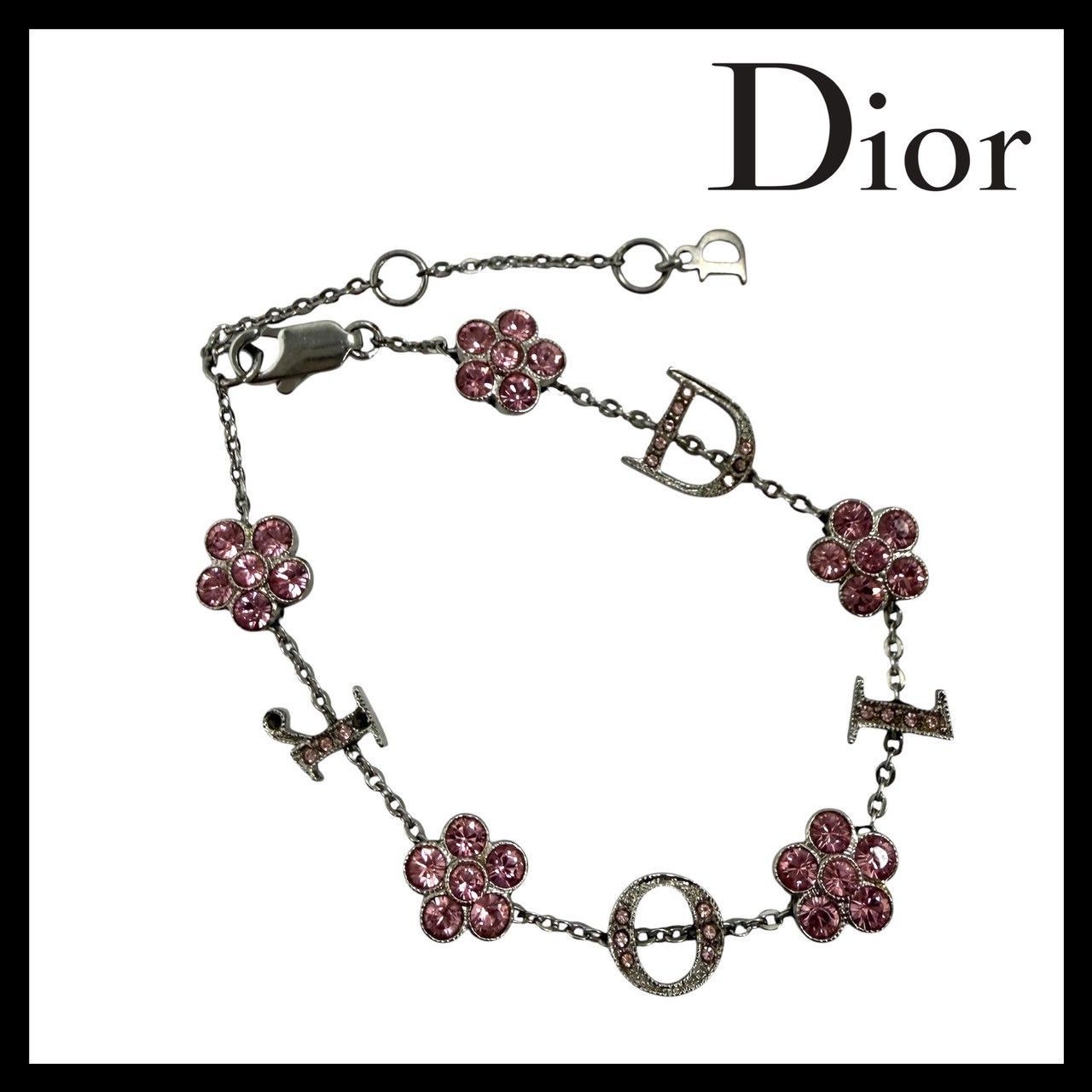 Dior】ロゴ フラワー/花 ブレスレット ビジュー ラインストーン