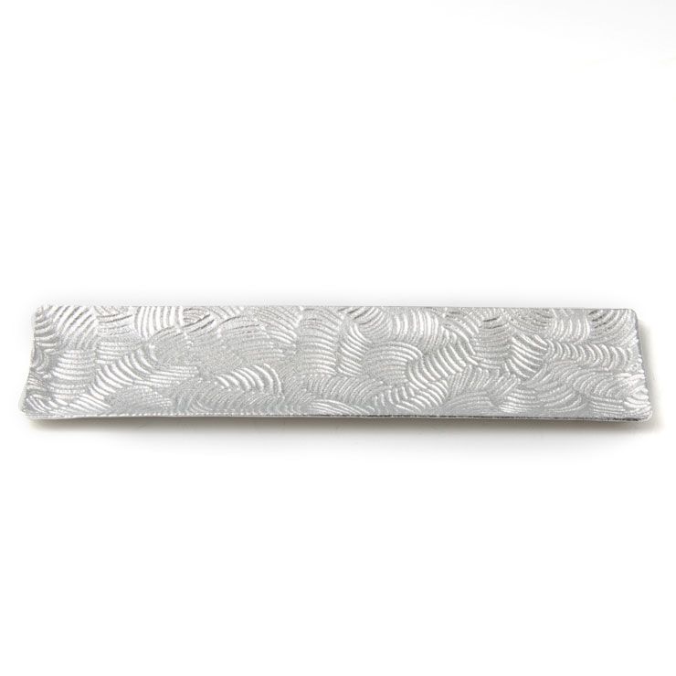 薩摩錫器 銘々皿 角型 波 26.5cm 桐箱入り 岩切美巧堂 1030-2-1【錫製 食器 錫 皿 角皿 鹿児島県 伝統工芸品 日本製】