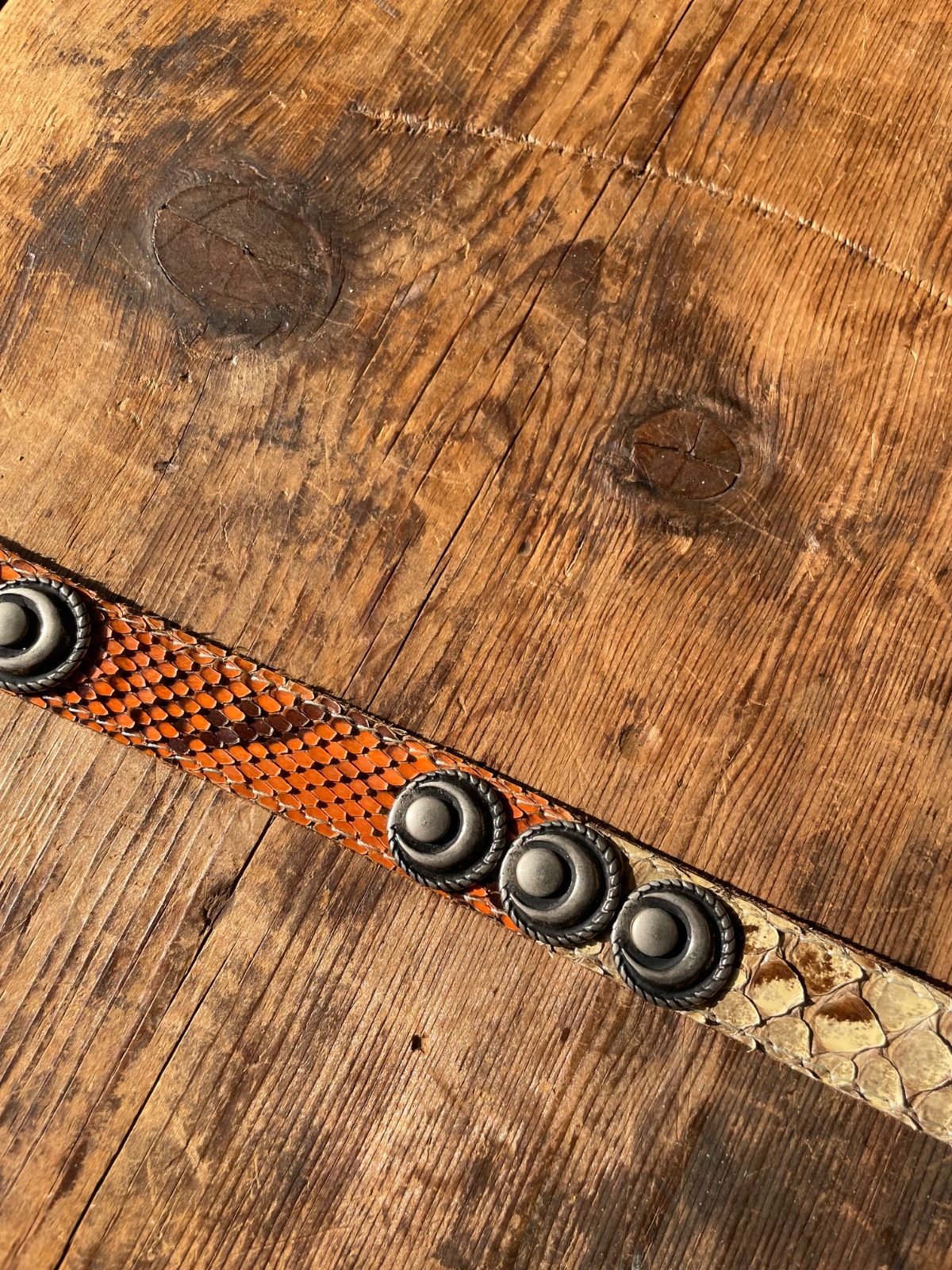 nbel python leather concho belt (brown × multicolour, approx. 2 cm wide, made in Italy) 9