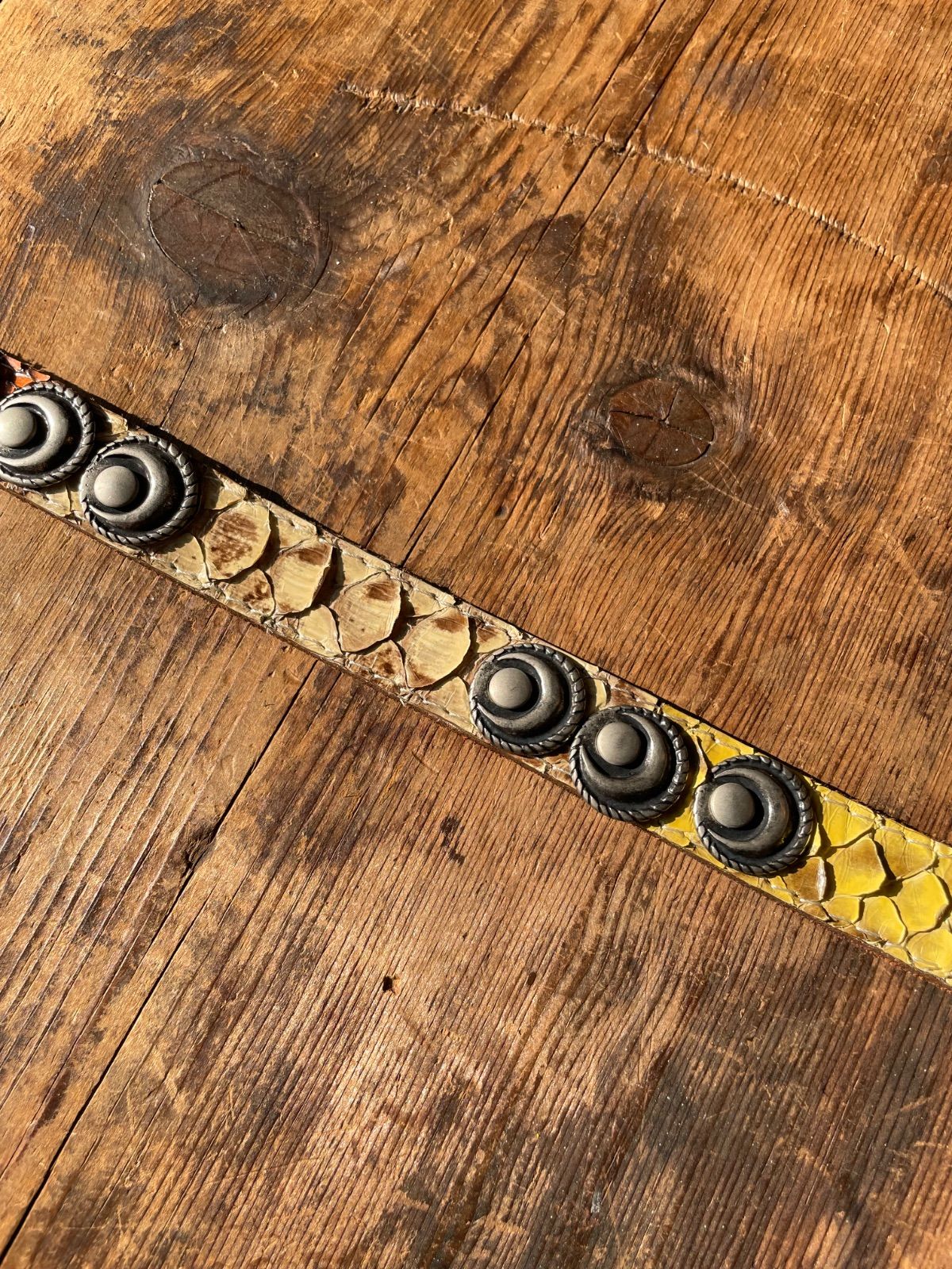 nbel python leather concho belt (brown × multicolour, approx. 2 cm wide, made in Italy) 7