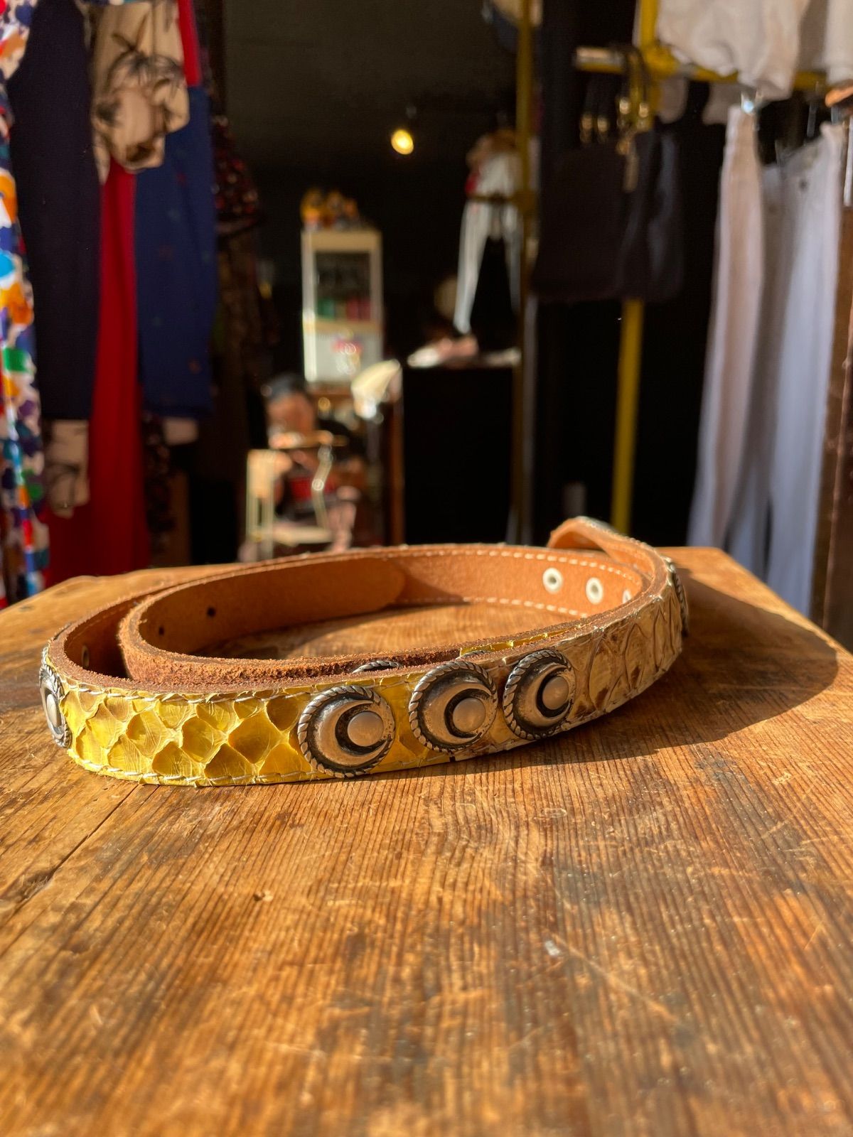 nbel python leather concho belt (brown × multicolour, approx. 2 cm wide, made in Italy) 4