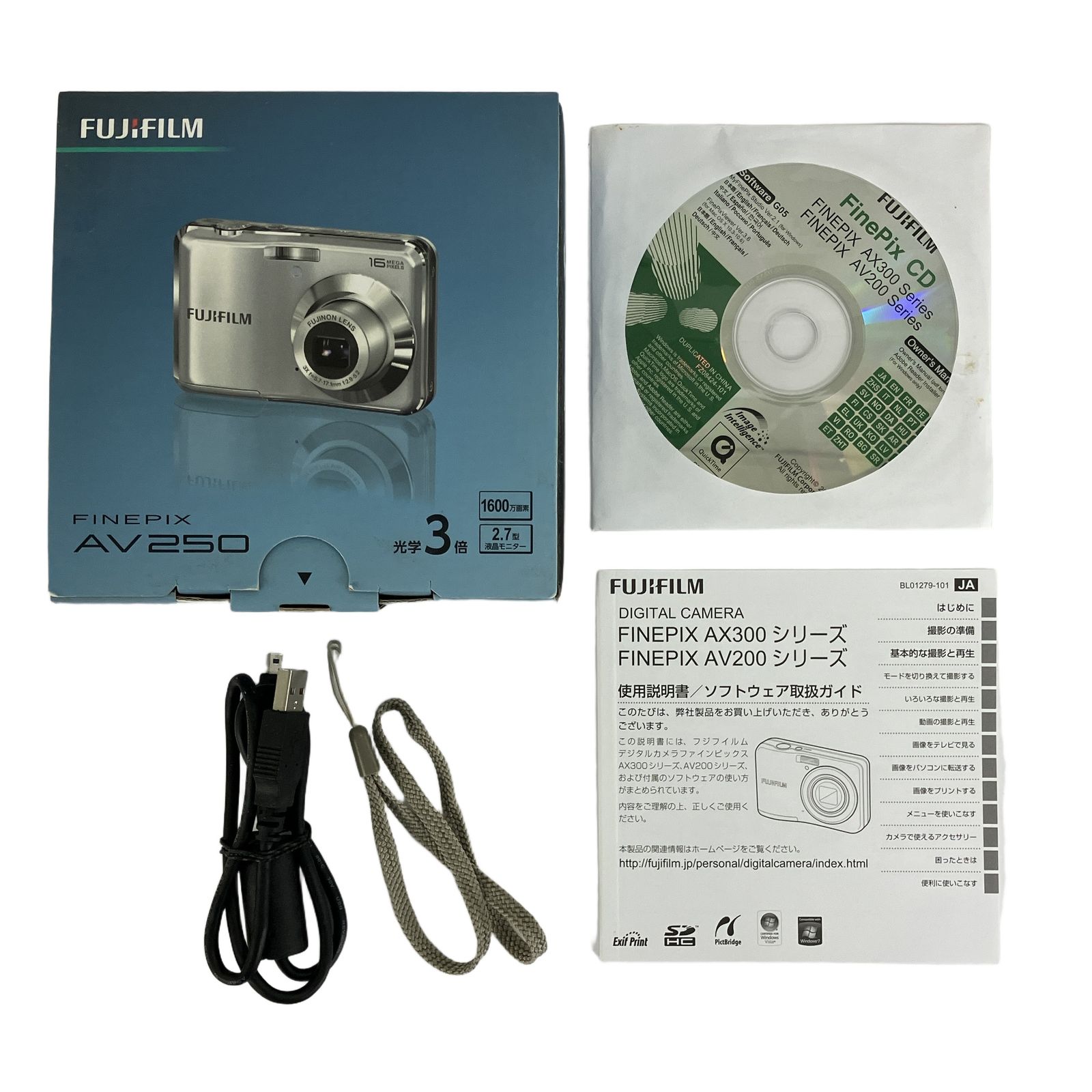 FUJIFILM FinePix AV250 シルバー コンデジ 中古 訳あり Y11440200