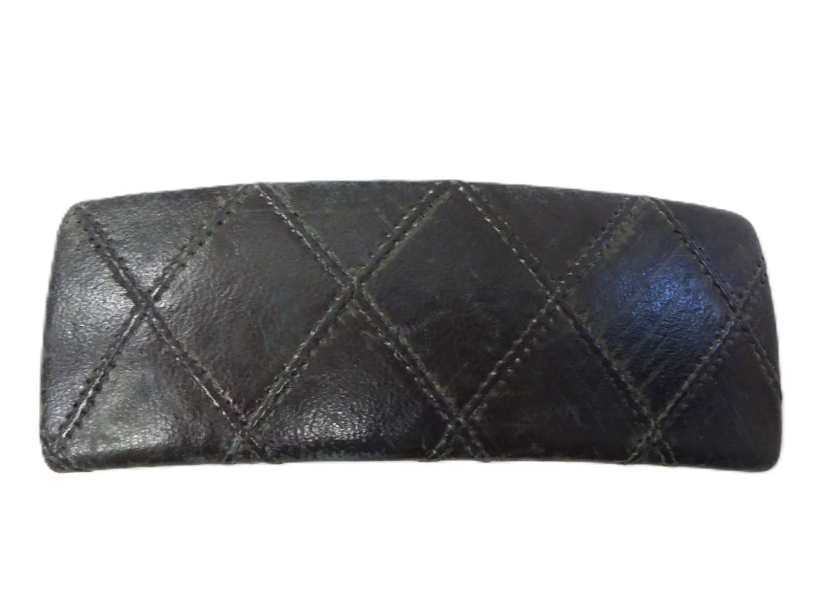 【ヴィンテージ】CHANEL シャネル マトラッセ ラムスキン レザー バレッタ ブラック ビコローレ