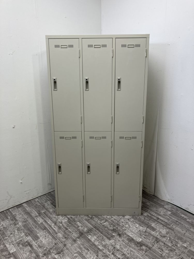 【中古品】生興 6人用ロッカー　 グレー