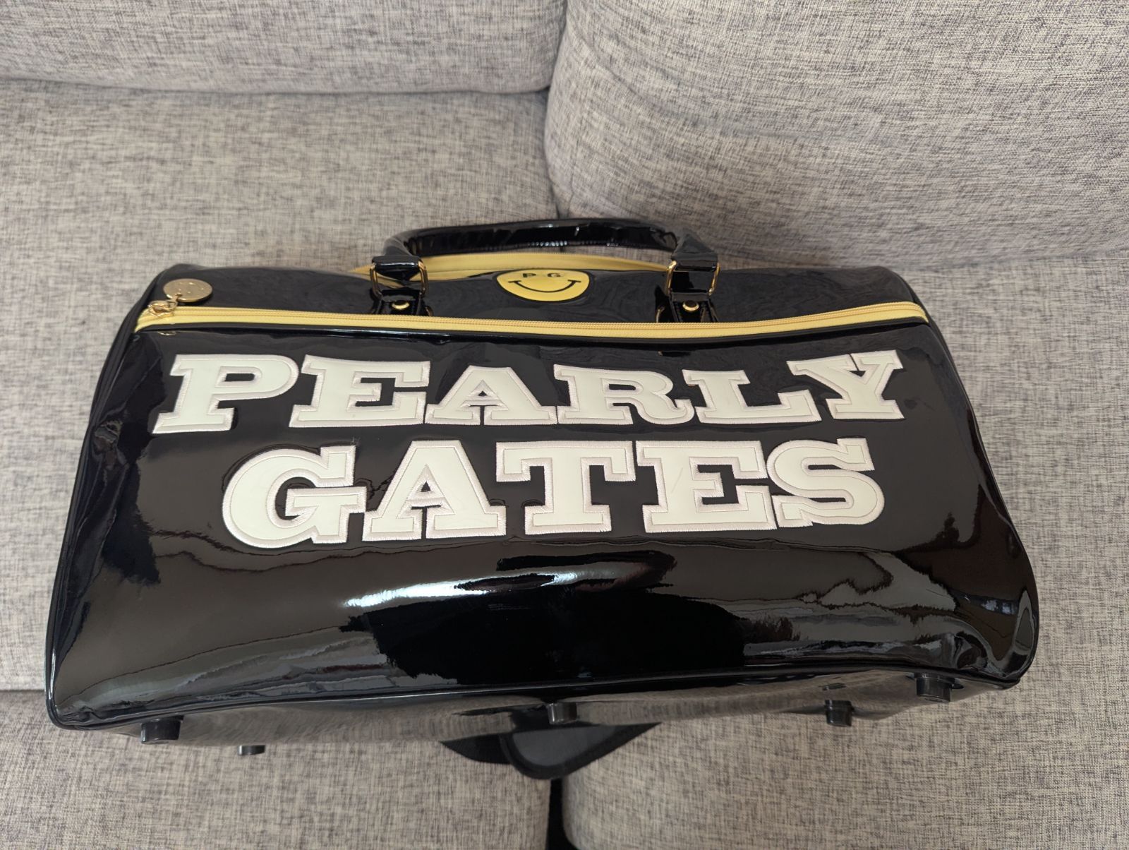 ​【美品】パーリーゲイツ エナメル ボストンバッグ ロッカーバッグ 2WAY 黒 PEARLY GATES パーリーゲイツ エナメル ボストンバッグ ロッカーバッグ