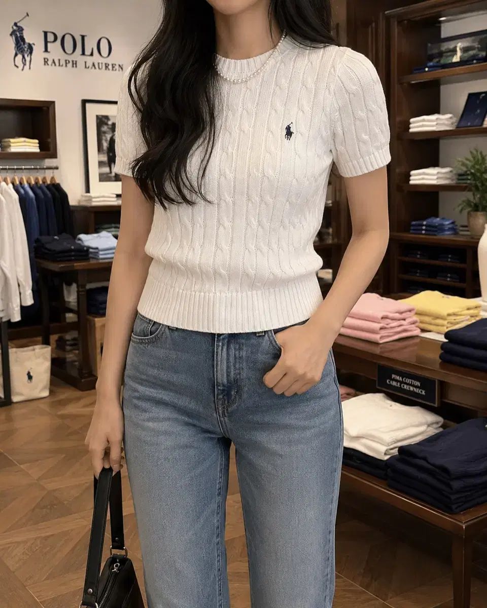 ポロラルフローレン レディース ケーブル編み 半袖ニット 本当に綺麗